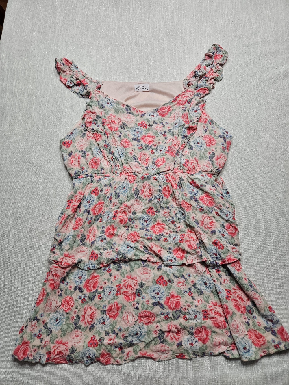 Women’s Floral Tiered Flowy Boho Fairy Whimsigoth Cottagecore Mini Dress‎ 1X